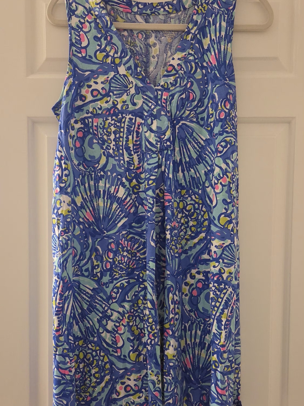 Lilly Pulitzer Amina Swing Dress Shell to Tell Blue Pima Cotton Size Medium M